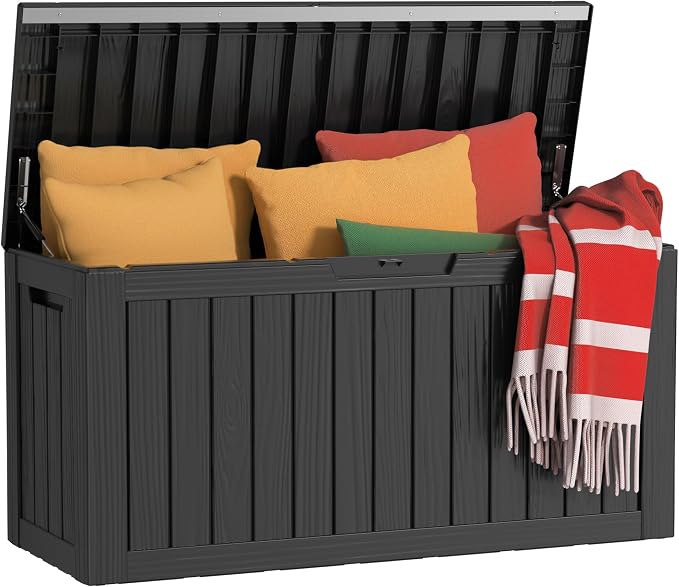 PatioZen 85 Gallon Deck Box Outdoor, Weatherproof Resin Patio Storage Box by OutdoorLivingPerfected