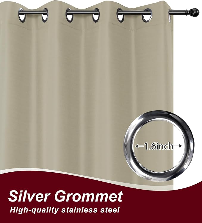 Grommet Outdoor Curtains for Patio Waterproof 8 Pcs 54x84 In Taupe | - Image 2
