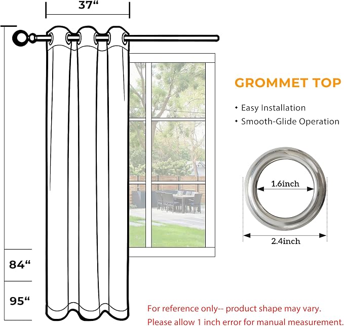 Set of 4 Outdoor Curtains for Patio Waterproof, Breathable Grommet Panels for - Image 8
