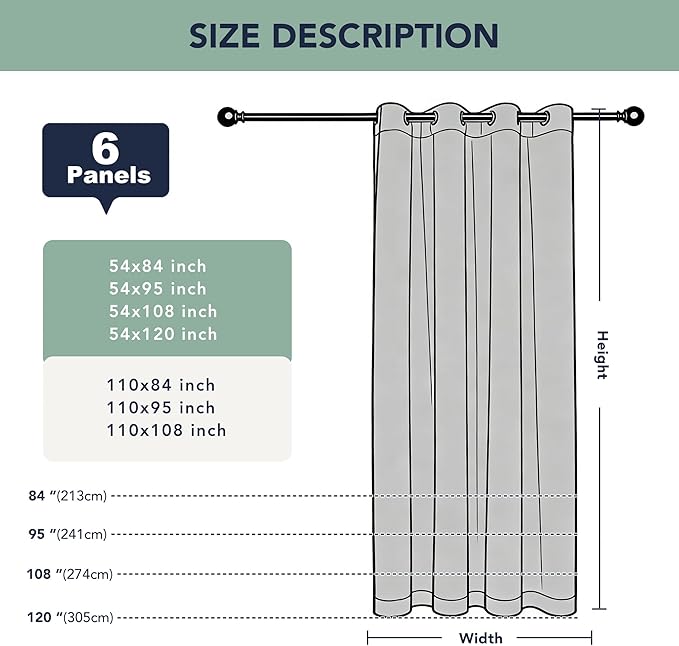 Outdoor Curtains for Patio Waterproof, 6 Drape Panels, Sun Shades | Privacy & - Image 7