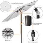 9' Outdoor Patio Umbrella, Outdoor Table Umbrella, Yard Umbrella, Market - Image 2