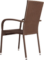 Patio Sense 62664 Morgan Outdoor Wicker Stacking Chairs, Powder-Coated Steel - Image 8