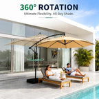10FT Patio Umbrella with Base, Outdoor Umbrella Pool Umbrella Cantilever - Image 2