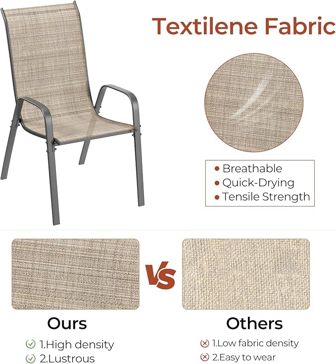 TLSUNNY Patio Chair, Outdoor Stackable Textilene Chairs Set of 8, - Image 4