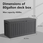 80 Gallon Outdoor Deck Box, Lockable Waterproof Outdoor Storage Boxes - Image 6