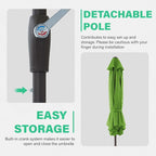 JEAREY 7.5 ft Outdoor Patio Umbrella, Table Umbrella, Grass Green | 6 Sturdy - Image 7
