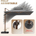 10x13FT Cantilever Outdoor Patio Umbrellas, Double Top Wood Pattern Rectangle - Image 6