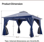 12'x12' Outdoor Gazebo with 100FT String Lights, Metal Heavy Duty Patio Canopy - Image 2
