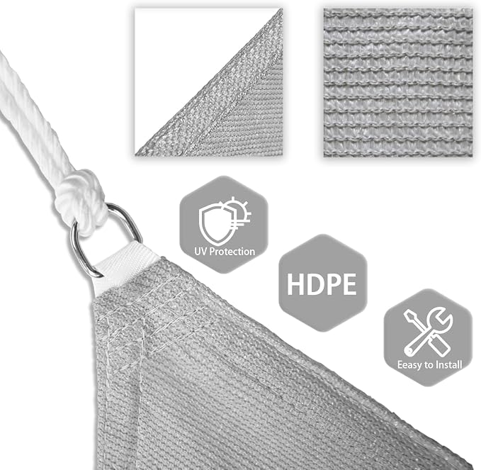 Patio Paradise 10' x 10' x 9'10" Sun Shade Sail Triangle Canopy, Permeable - Image 3