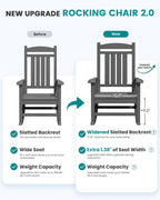 SERWALL Outdoor Rocking Chair Set of 2, Oversized Patio Rocking Chair, Yard | - Image 7