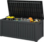 Outdoor Storage Box, 155 Gallon Resin Deck Boxes Outdoor Waterproof by WTFGO