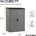 Suncast 54 Cu Ft Medium Vertical Storage Shed, Made in USA - Image 9