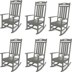 Outdoor Rocking Chair Set of 6, All-Weather Resistant Poly Lumber Rocker Chair by Adiromoti