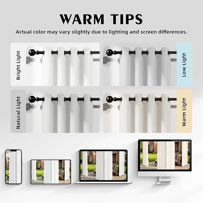 Set of 6 Outdoor Curtains for Patio Waterproof, Breathable Grommet Panels for - Image 5