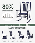 Outdoor Rocking Chair Set of 4, All-Weather Resistant Poly Lumber Rocker Chair - Image 3