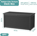 260 Gallon Waterproof Outdoor Storage Box, UV Resistant Resin Deck Box - Image 2