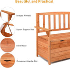 Outdoor Wood Storage Bench, Deck Box Loveseat, Natural | Waterproof Patio - Image 6
