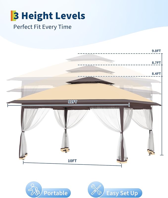 Garvee 12x12FT Pop Up Gazebo - Image 3