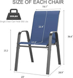 Outdoor Patio Chairs Set of 4 Stackable Dining Chairs All-Weather Textilene - Image 2