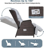 Outdoor Recliner with Adjustable Back and Footrest, Light Grey | Wicker - Image 3