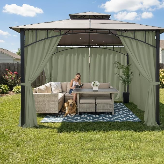 Outdoor Curtains for Patio Waterproof Rod Pocket 6 Pcs 54x84 Sage Green | - Image 2