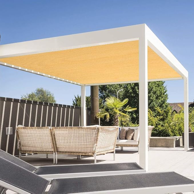 Eden's Decor Straight Flat-Edged Sun Shade Sail Rectangular 5' x 15' Wheat - Image 5