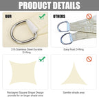 Neween Waterproof Sun Shade Sail Square UV Block Canopy - Image 4