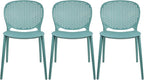 2xhome Set of 3 Patio Dining Chairs | Modern Stackable Outdoor Pool Side Chair by 2xhome