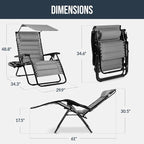 Best Choice Products Oversized Padded Zero Gravity Chair w/Canopy Headrest Cup - Image 2