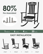 Outdoor Rocking Chair Set of 6, High Back Plastic Patio Rocking Chairs - Image 3