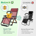 Suteck Oversized Zero Gravity Chair, 500LBS 29In XL Outdoor Recliner Chairs | - Image 6
