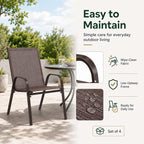 Majnesvon Outdoor Patio Chairs Set of 6, Stackable Patio Chairs, Front Porch - Image 7