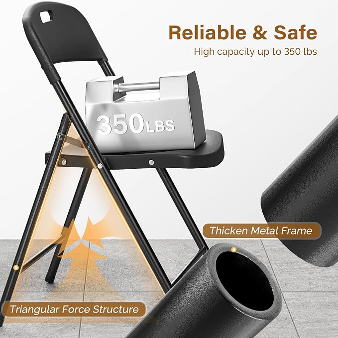 Bonnlo 6-Pack Black Plastic Folding Chairs, Portable Seat - Image 6