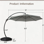 Outdoor Patio Umbrella with Base included, 12 FT Deluxe Curvy Cantilever - Image 3
