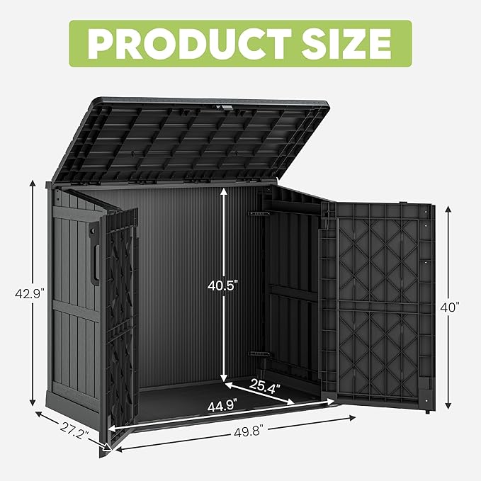 LHBcraft 36 Cu Ft Outdoor Storage Cabinet, Horizontal Resin Storage Shed Box - Image 7