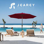 JEAREY 9FT Outdoor Patio Umbrella, Market Umbrella, Dark Red | Outdoor Table - Image 6