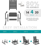 SERWALL Outdoor Rocking Chair Set of 6, Oversized HDPE Rocker, All Weather - Image 10