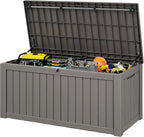 Outdoor Storage Box, 155 Gallon Resin Deck Boxes Outdoor Waterproof by WTFGO