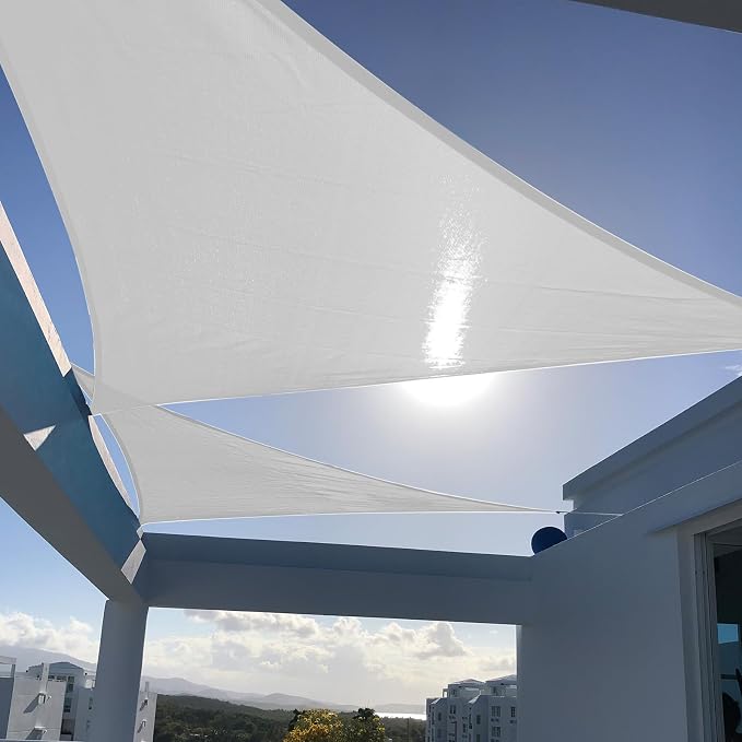 SUNNY GUARD Custom Size 14'x14'x14' Silver Grey Sun Shade Sail Triangle UV by SUNNYGUARD