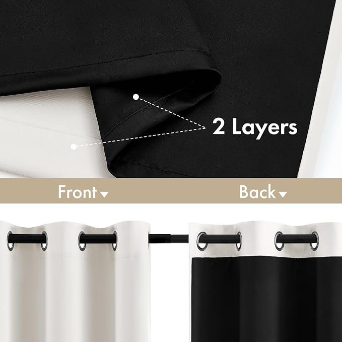 MIULEE Ivory 100% Blackout Curtains - Image 3