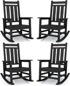 Oversized Outdoor Rocking Chair Set of 4, HDPE Patio Rockers by KINGYES
