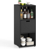 Tangkula Rattan Outdoor Storage Cabinet, Patiojoy Outdoor Wicker Cabinet by TANGKULA