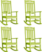 Outdoor Rocking Chair Set of 4, High Back Plastic Patio Rocking Chairs by Adiromoti