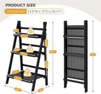 oakvivo 39.4" Foldable Plant Shelf Ladder Shelf, 3 Tier Bamboo Ladder Flower - Image 2