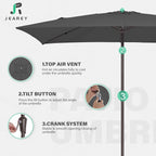 JEAREY 6.5x10 ft Rectangular Patio Umbrellas Rectangle Outdoor Umbrella - Image 7