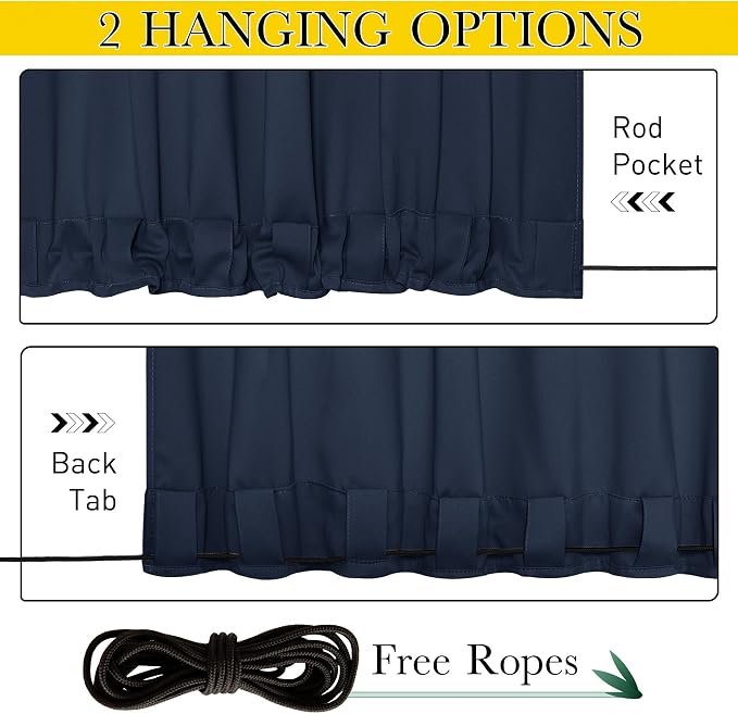 NICETOWN 2 Panels Weighted Blackout Outdoor Curtains - Image 3