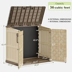 Plastic Outdoor Storage Shed, 36 Cu Ft Waterproof Outdoor Storage Cabinet - Image 6