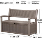 80 Gallon Storage Bench Deck Box Resin Patio Furniture - Image 2