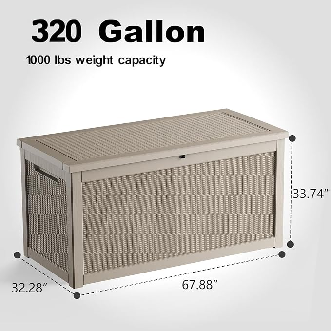 320 Gallon Resin Deck Box, Waterproof UV Resistant - Image 2