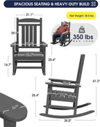 Oversized Outdoor Rocking Chairs Set of 2, HDPE Porch Rockers - Image 3